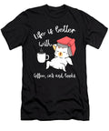 Bibliophile Cat Mom Cat Dad Coffee Lover Book Lover Life Is Better Thomas Larch T-Shirt