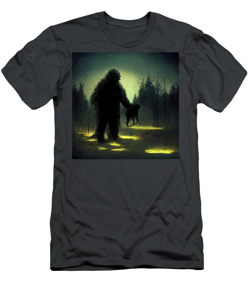 Bigfoot Clutching a Dead Dog in Its Hands Night Time for 568e0331 E4c1 44ad A71b 475e Motionage Designs T-Shirt