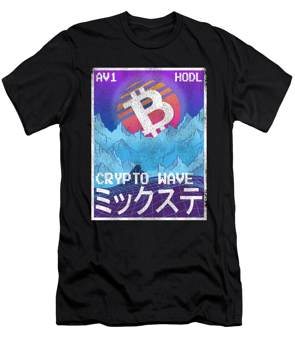 Bitcoin Crypto Wave Japan Vaporwave Crypto Btc Lisa Stronzi T-Shirt