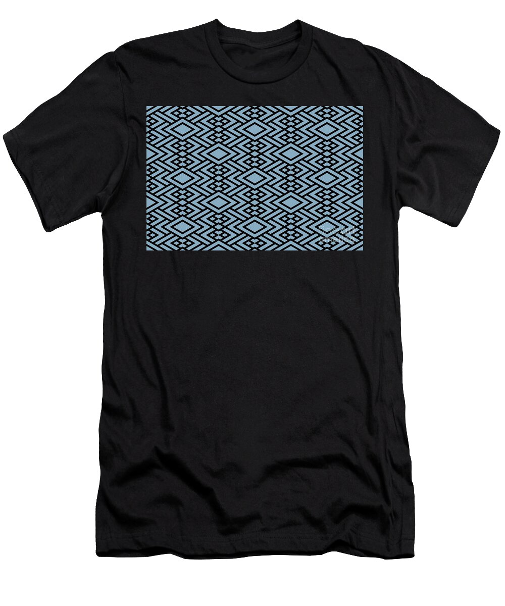 Black and Blue Geometric Art Deco Diamond Pattern Pairs Dulux 2022 Popular Colour Sky View Petite Pattern Minimal Graphic Designs T-Shirt