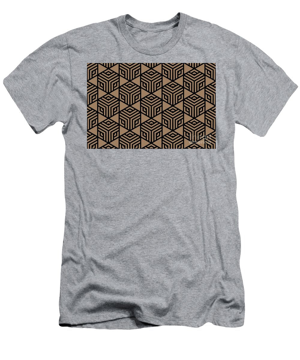 Black and Brown Modern Stripe Cube Tile Pattern Pairs Dulux 2022 Popular Colour Spiced Honey Petite Pattern Minimal Graphic Designs T-Shirt
