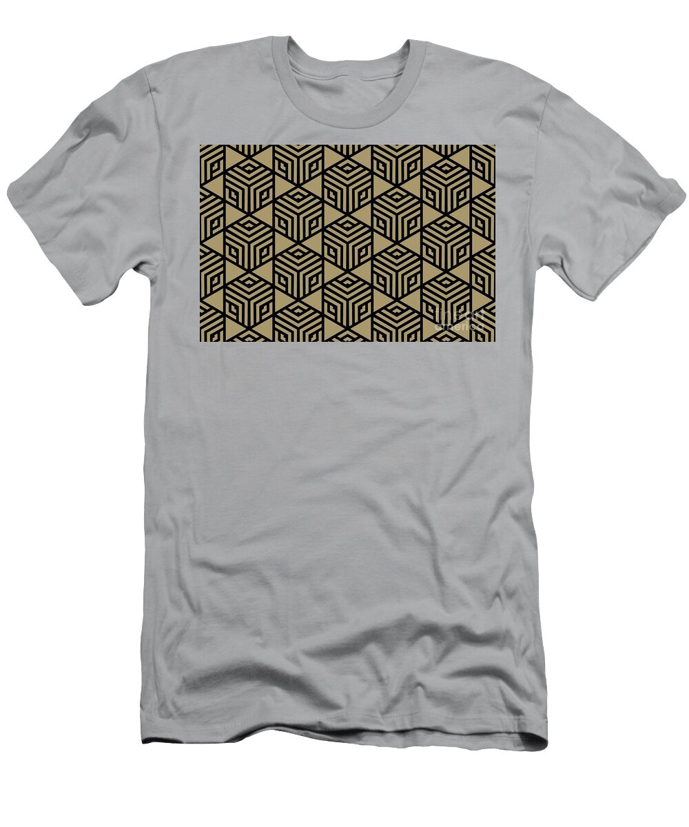 Black and Brown Stripe Cube Tile Pattern Dv 2022 Popular Colour Theres No Place Like Home 0318 Petite Pattern Minimal Graphic Designs T-Shirt