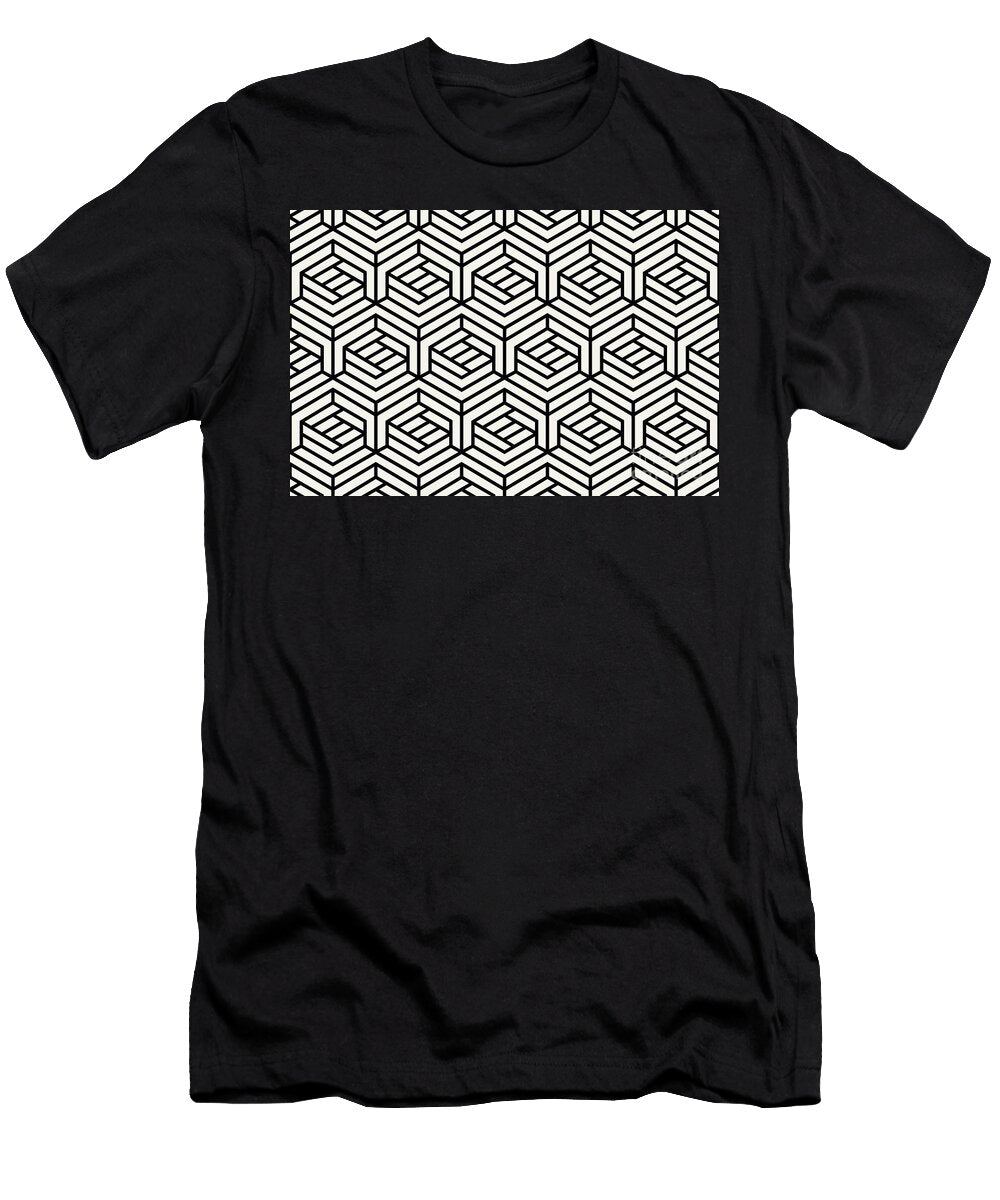 Black and Cream Cube Geometric Shape Pattern Pairs 2022 Popular Colour Twinkle Twinkle 0355 Petite Pattern Minimal Graphic Designs T-Shirt
