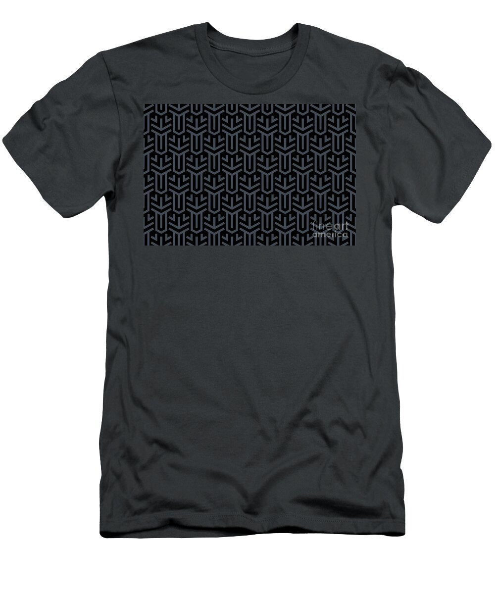 Black and Dark Blue Geometric Shape Tile Pattern Pairs De 2022 Trending Color Parisian Night Dea184 Petite Pattern Minimal Graphic Designs T-Shirt