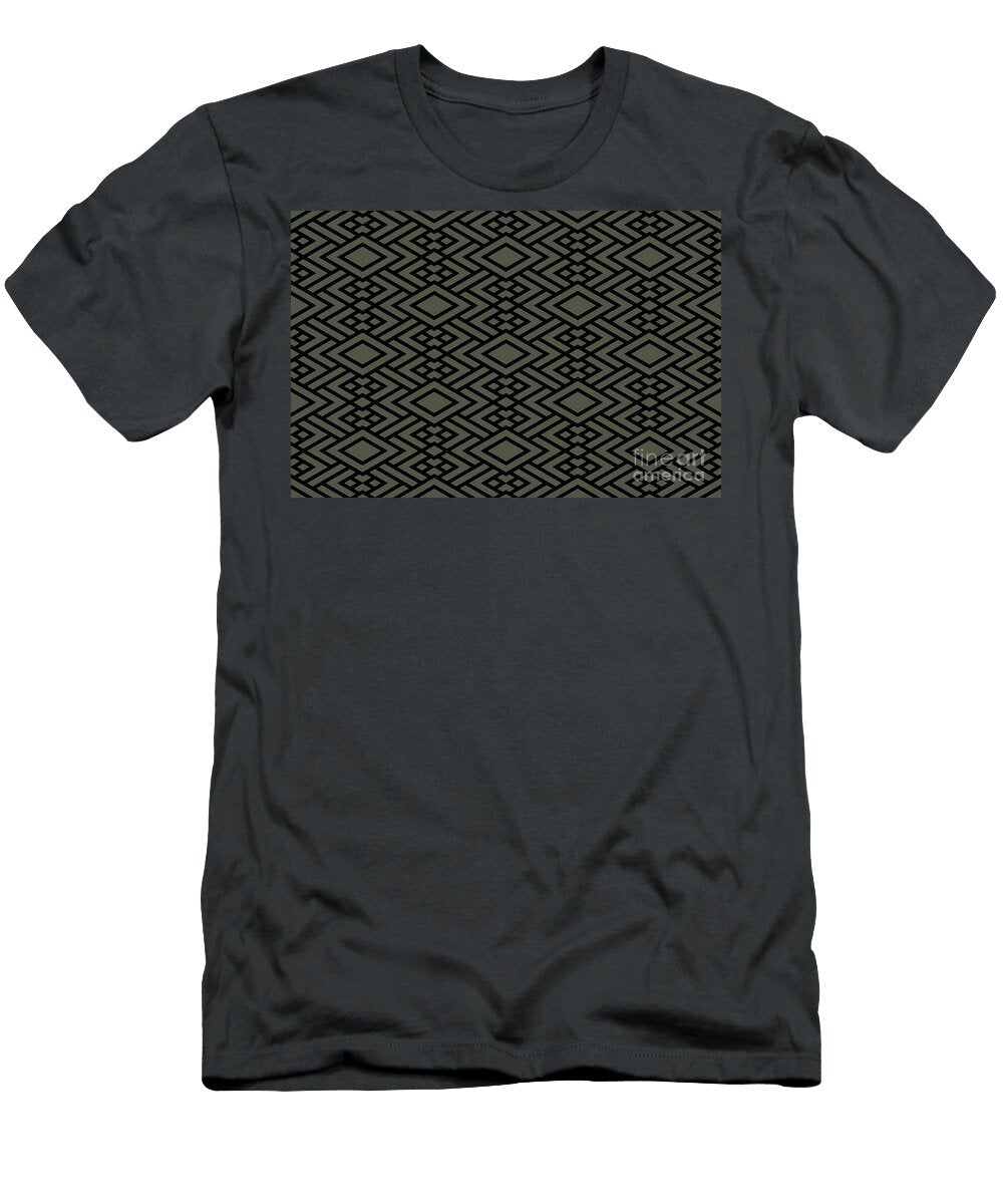 Black and Dark Gray Art Deco Diamond Pattern Diamond Vogel 2022 Popular Colour Clover Patch 0431 Petite Pattern Minimal Graphic Designs T-Shirt