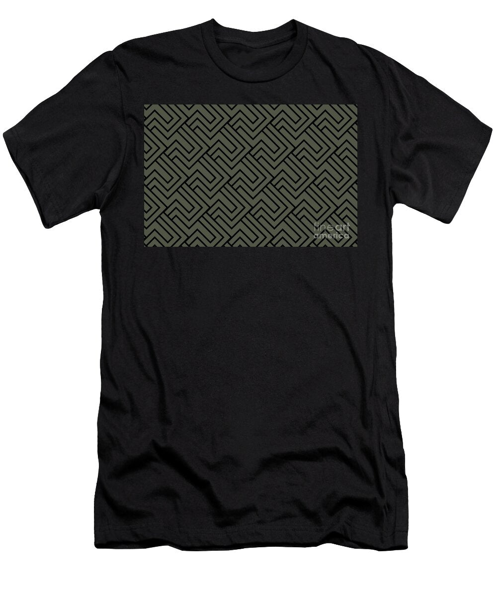 Black and Dark Gray Minimal Line Art Pattern 2 Diamond Vogel 2022 Popular Colour Clover Patch 0431 Petite Pattern Minimal Graphic Designs T-Shirt