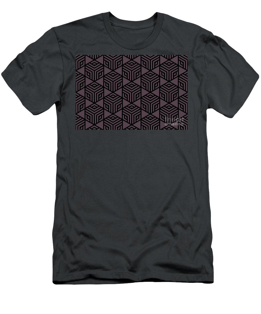 Black and Dark Purple Stripe Cube Tile Pattern Pairs De 2022 Trending Color Grapes of Wrath Det409 Petite Pattern Minimal Graphic Designs T-Shirt