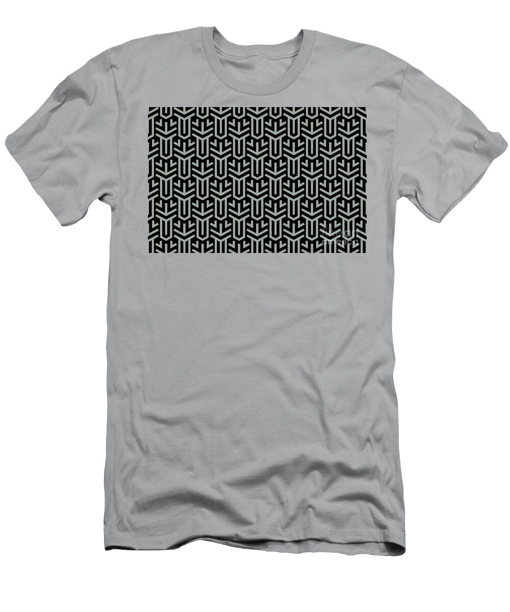 Black and Gray Minimal Geometric Shape Tile Pattern Pairs 2022 Trending Color Casting Shadow De6291 Petite Pattern Minimal Graphic Designs T-Shirt