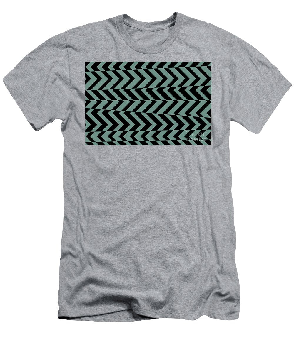 Black and Hazy Blue Chevron Stripe Pattern Pairs De 2022 Popular Color Aspen Hush De5746 Petite Pattern Minimal Graphic Designs T-Shirt