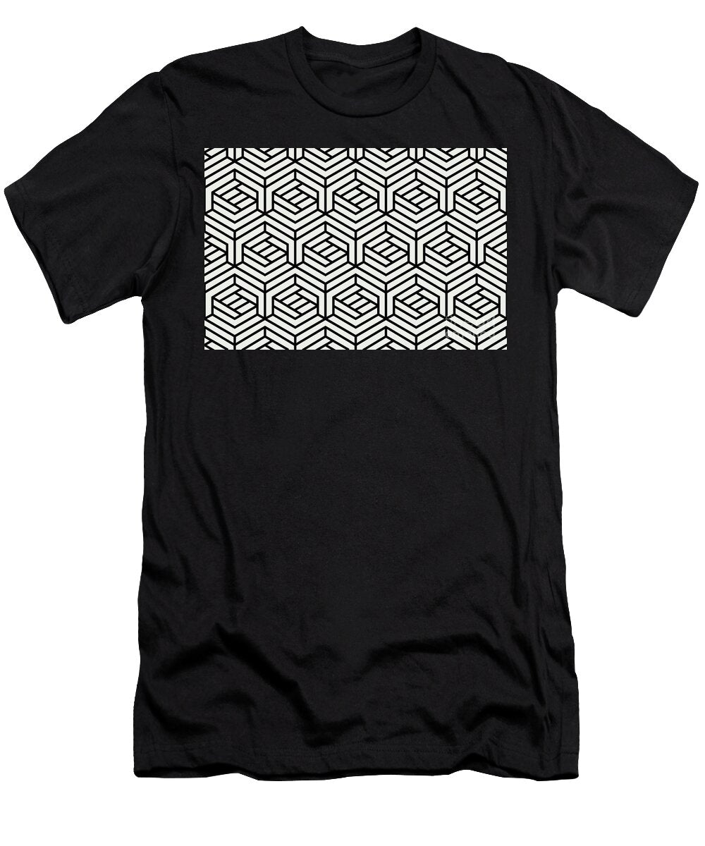 Black and Off White Cube Geometric Shape Pattern Pairs Dulux 2022 Popular Colour Cloudy Dreams Petite Pattern Minimal Graphic Designs T-Shirt