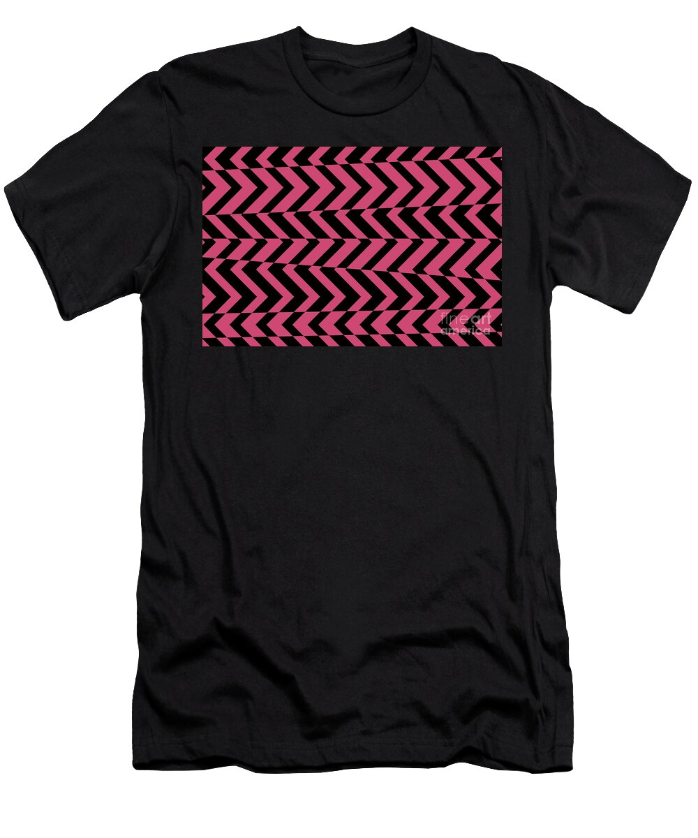 Black and Pink Chevron Horizontal Stripe Pattern Pairs De 2022 Popular Color Pink Punch De5048 Petite Pattern Minimal Graphic Designs T-Shirt