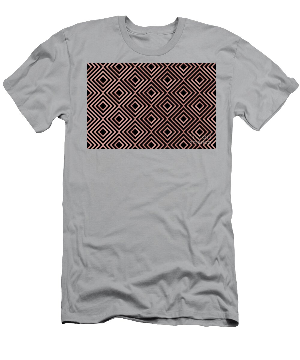 Black and Pink Minimal Square Line Art Pattern Pairs De 2022 Trending Color Rose De Mai Det432 Petite Pattern Minimal Graphic Designs T-Shirt