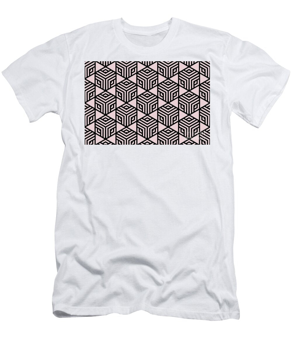 Black and Pink Stripe Cube Tile Pattern Pairs De 2022 Popular Color Short and Sweet De6023 Petite Pattern Minimal Graphic Designs T-Shirt
