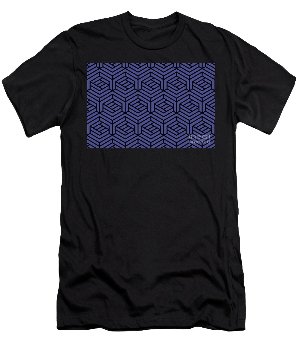 Black and Purple Cube Shape Pattern Pairs De 2022 Popular Color Beaded Blue De5909 Petite Pattern Minimal Graphic Designs T-Shirt