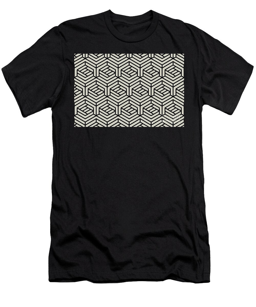 Black and Tan Modern Cube Geometric Shape Pattern Petite Pattern Minimal Graphic Designs T-Shirt