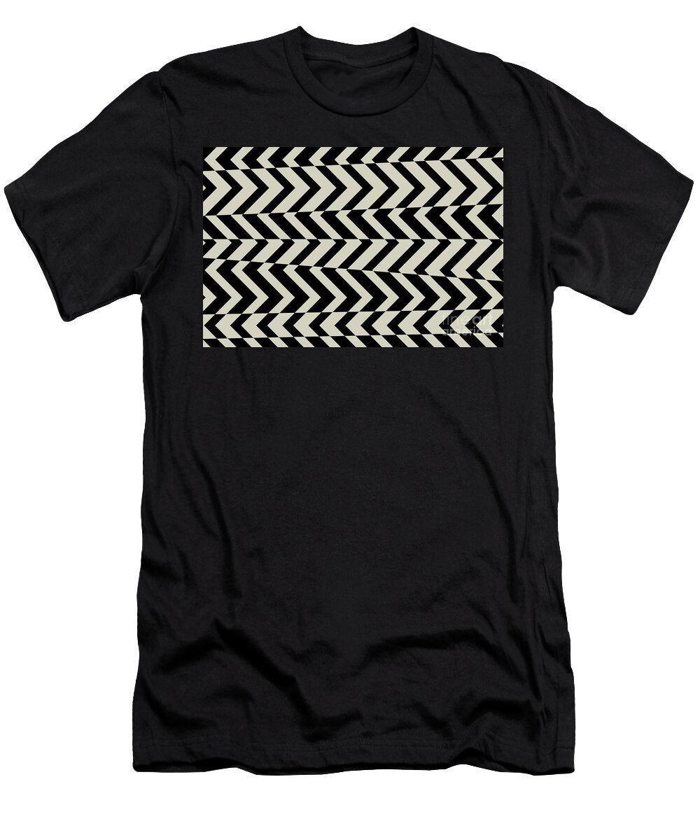 Black and Tan Retro Chevron Stripe Pattern Pairs De 2022 Popular Color Doric White Det641 Petite Pattern Minimal Graphic Designs T-Shirt