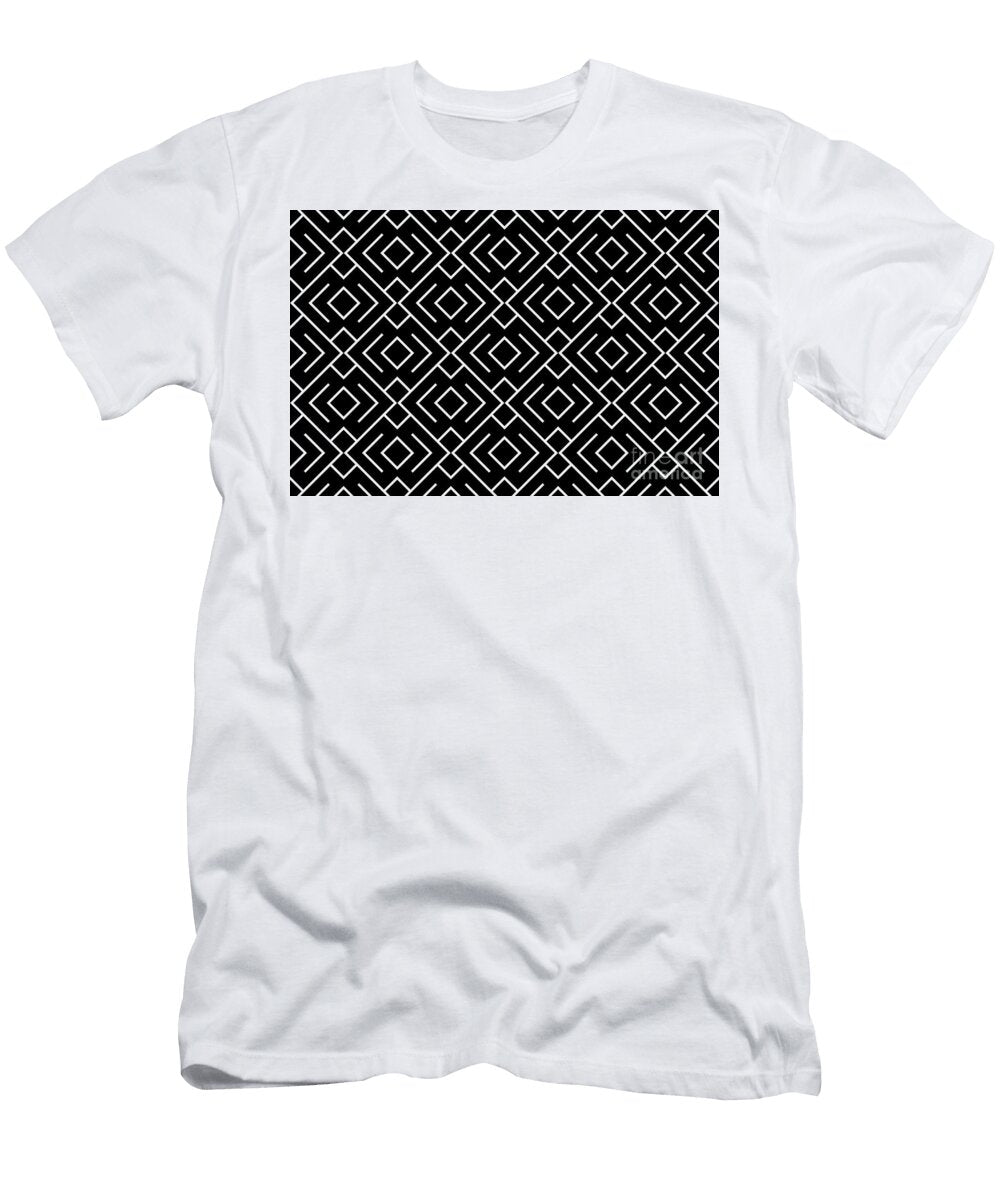 Black and White Abstract Modern Geometric Shape Mosaic Pattern 4 Petite Patterns T-Shirt