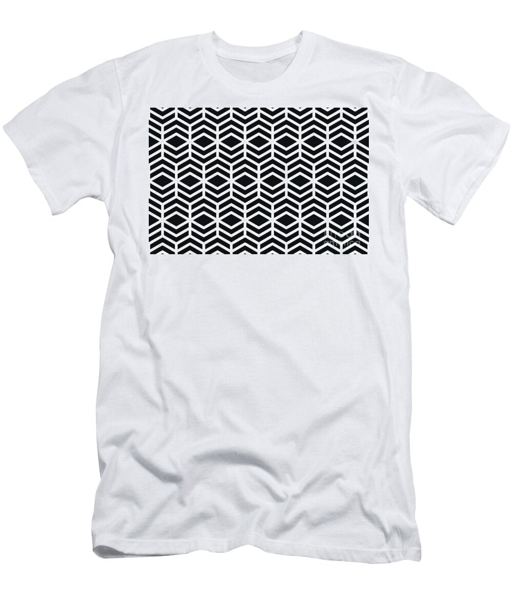 Black and White Minimal Geometric Chevron Line Shape Pattern Petite Patterns T-Shirt