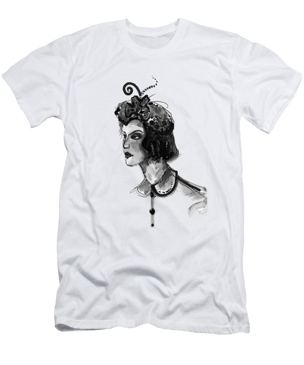 Black and White Watercolor Fashion Illustration Marian Voicu T-Shirt
