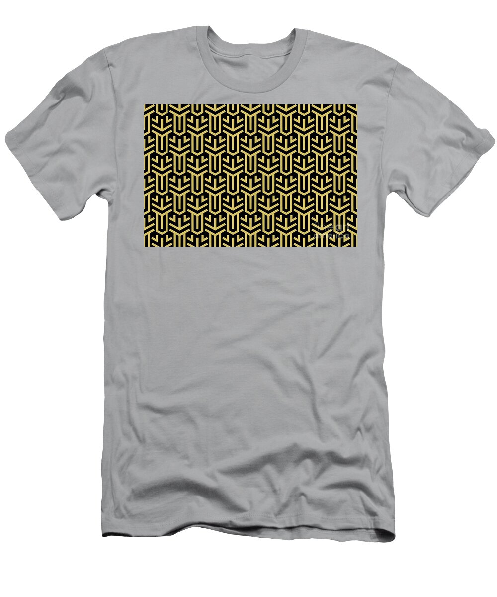 Black and Yellow Minimal Geometric Shape Tile Pattern Pairs De 2022 Popular Color Candelabra De5431 Petite Pattern Minimal Graphic Designs T-Shirt