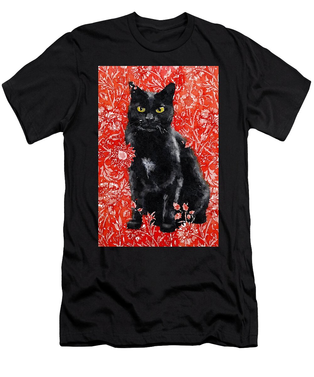 Black Cat in Red Zelda Tessadori T-Shirt
