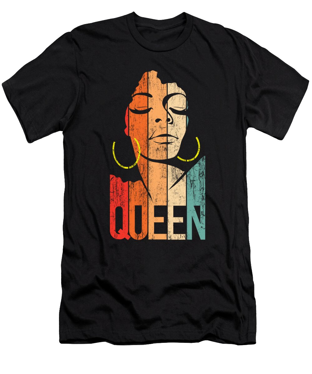 Black Queen Afro Woman Black History Month 2020 Retro Design Sel Mermaid T-Shirt