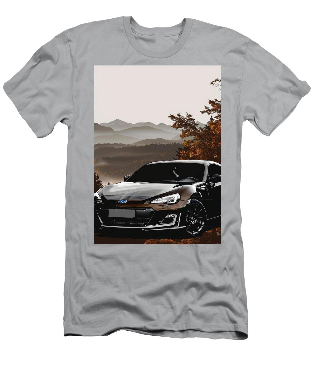 Black Subaru Sports Car in Front of Mountain Landscape Destiney Sullivan T-Shirt
