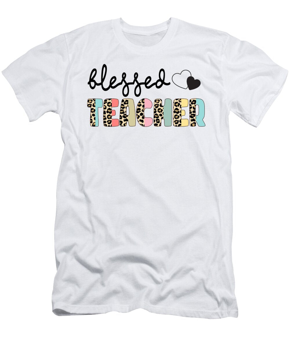 Blessed Teacher Motivational Heart Quote Licensed Art T-Shirt
