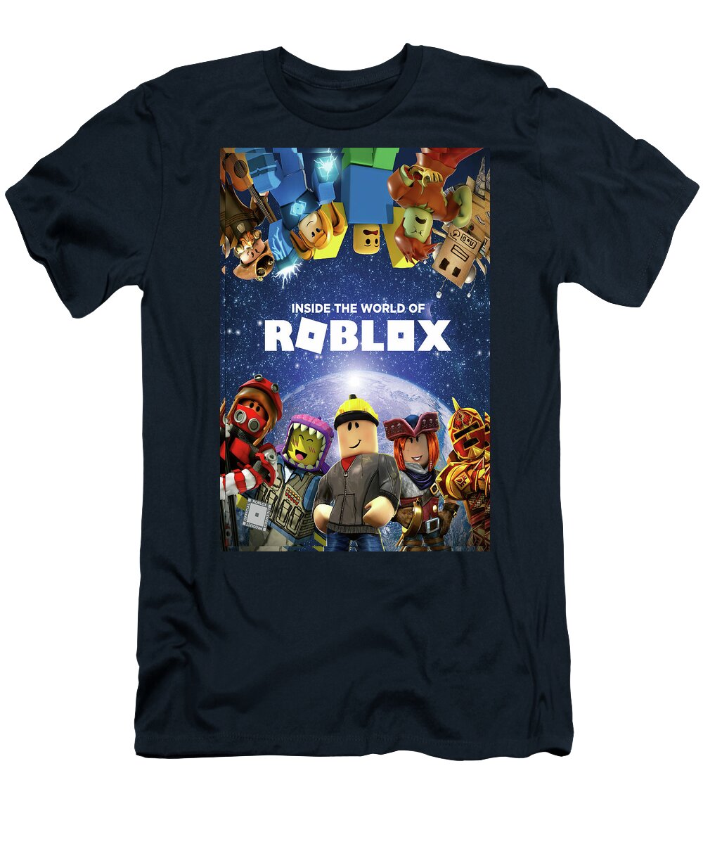 Block Style Space Adventure Poster with Colorful Cartoon Avatars and Cosmic Gaming Vibes Derrick Costa T-Shirt