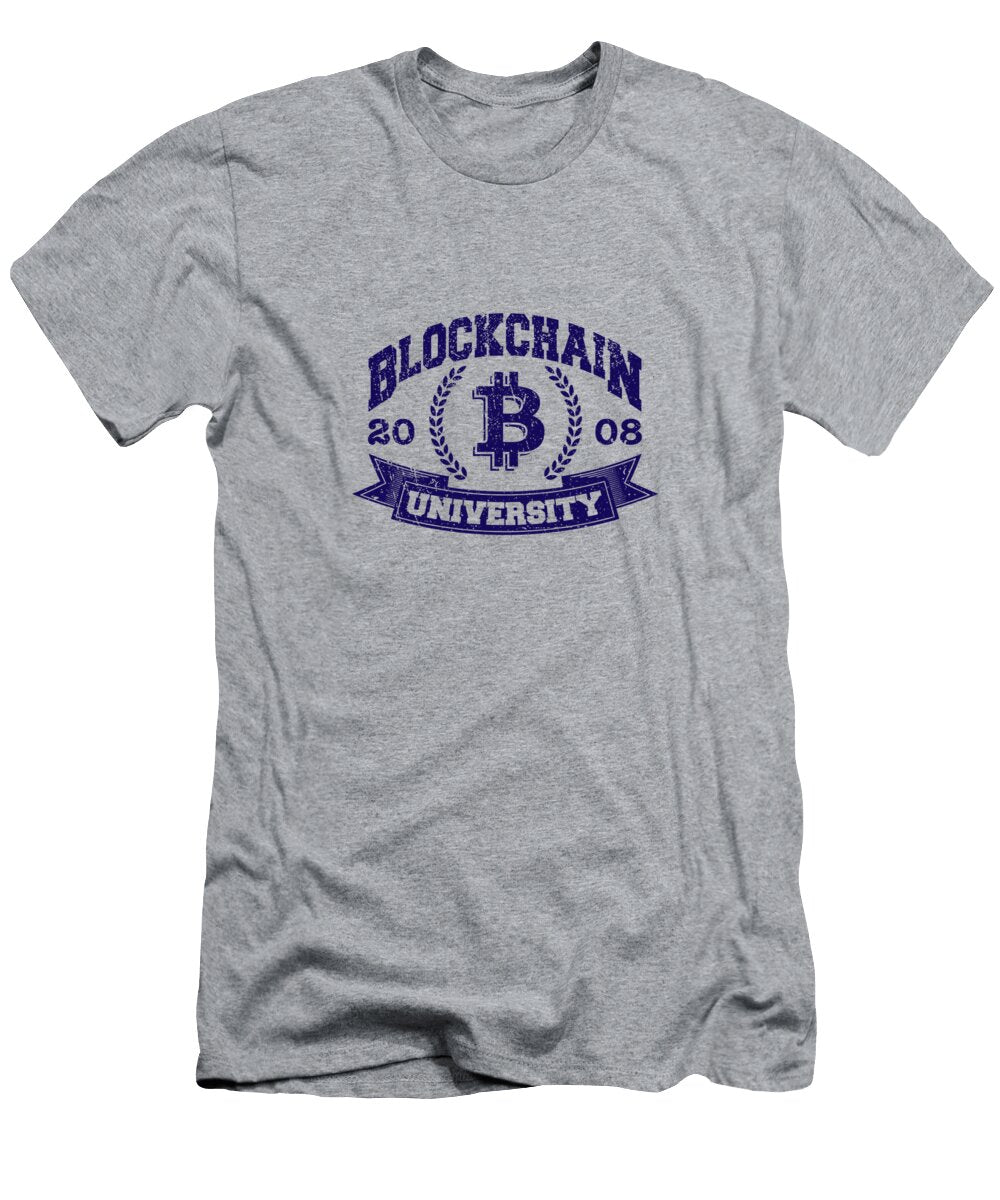 Blockchain University Vintage Distressed Bitcoin Amar Beth T-Shirt