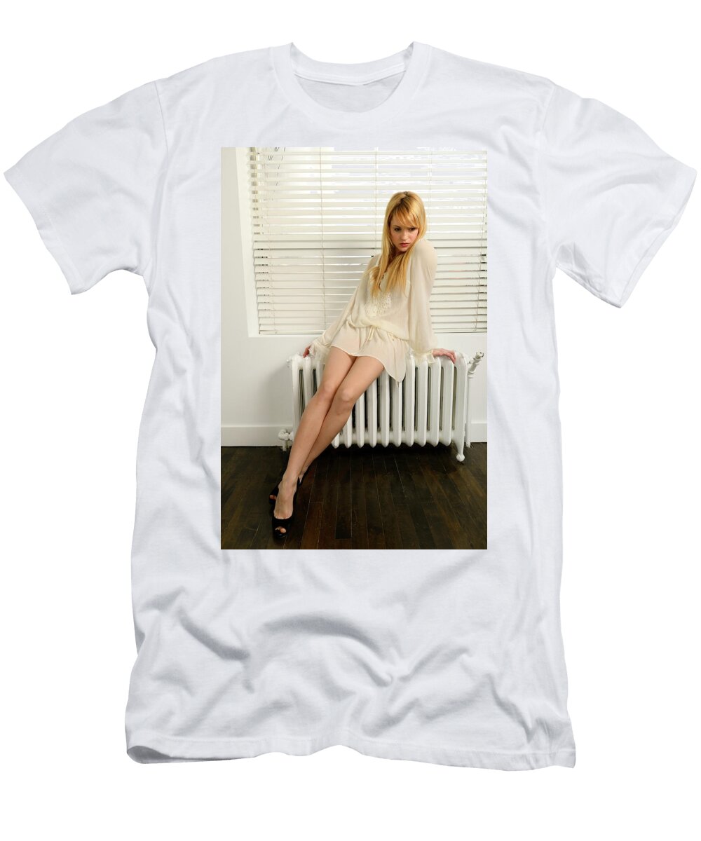Blond Women in High Heels and Night Gown Sitting on a Bedroom Wi Reimar Gaertner T-Shirt