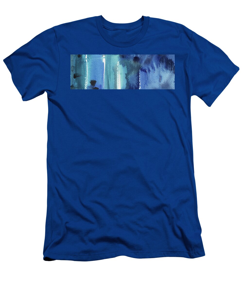 Blue Abstract Cool Waters I Irina Sztukowski T-Shirt