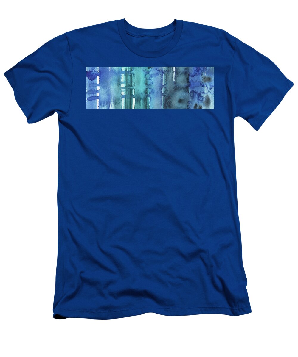 Blue Abstract Cool Waters Iv Irina Sztukowski T-Shirt