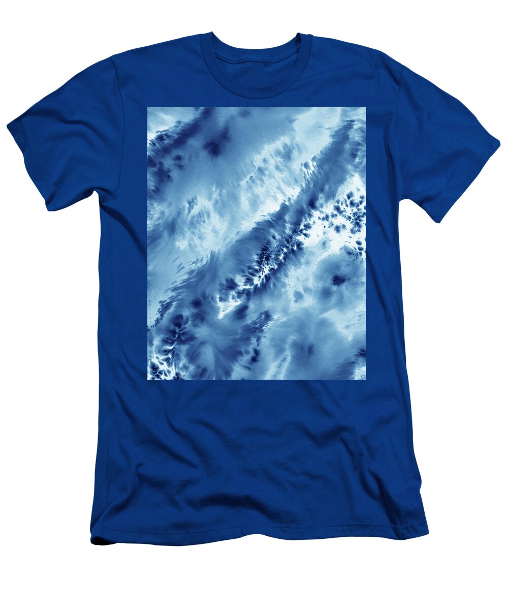 Blue Abstract Cool Waters Watercolor Splashes Iv Irina Sztukowski T-Shirt