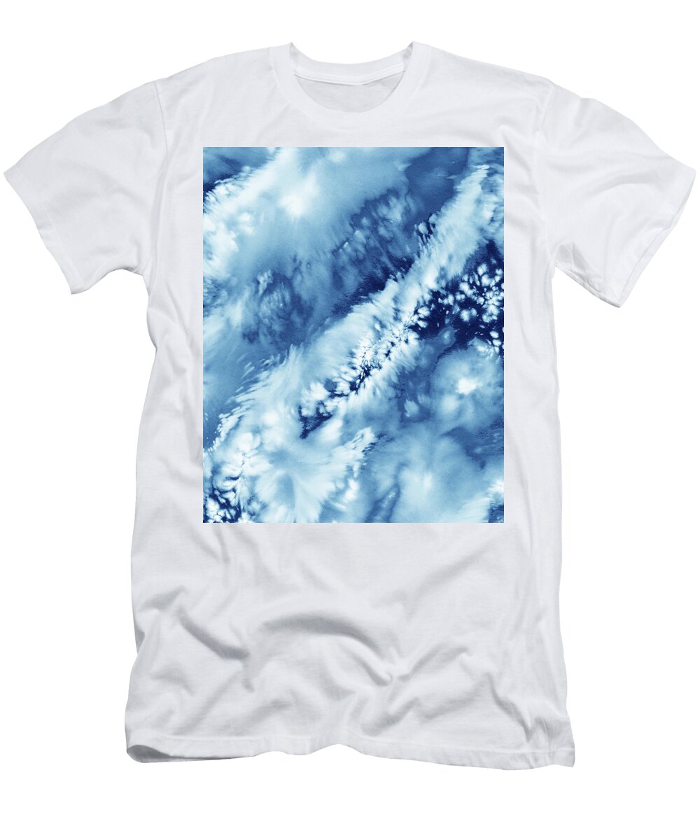 Blue Abstract Cool Waters Watercolor Splashes Viii Irina Sztukowski T-Shirt