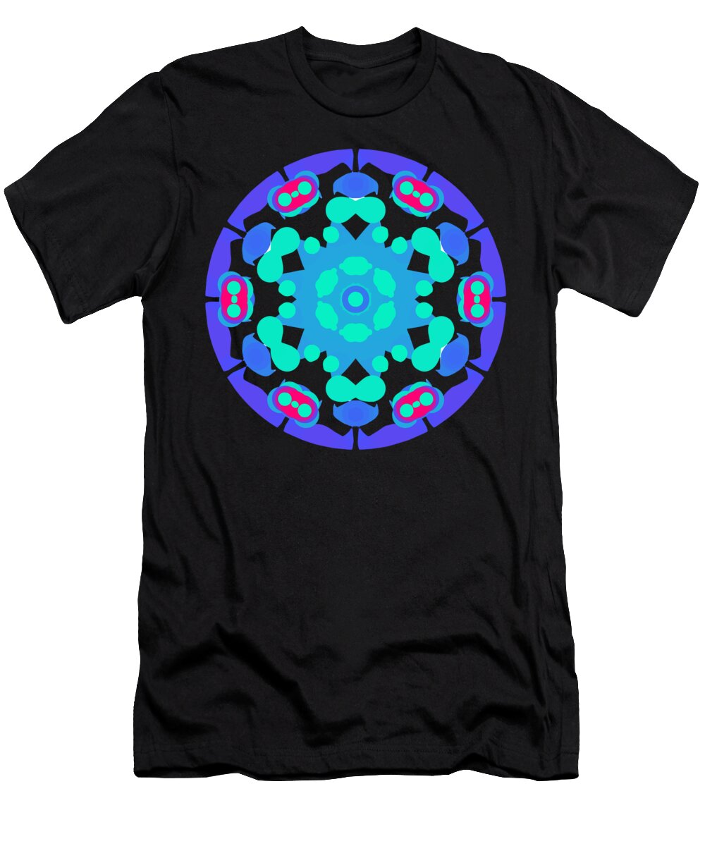Blue Abstract Mandala Ariel Guevara T-Shirt