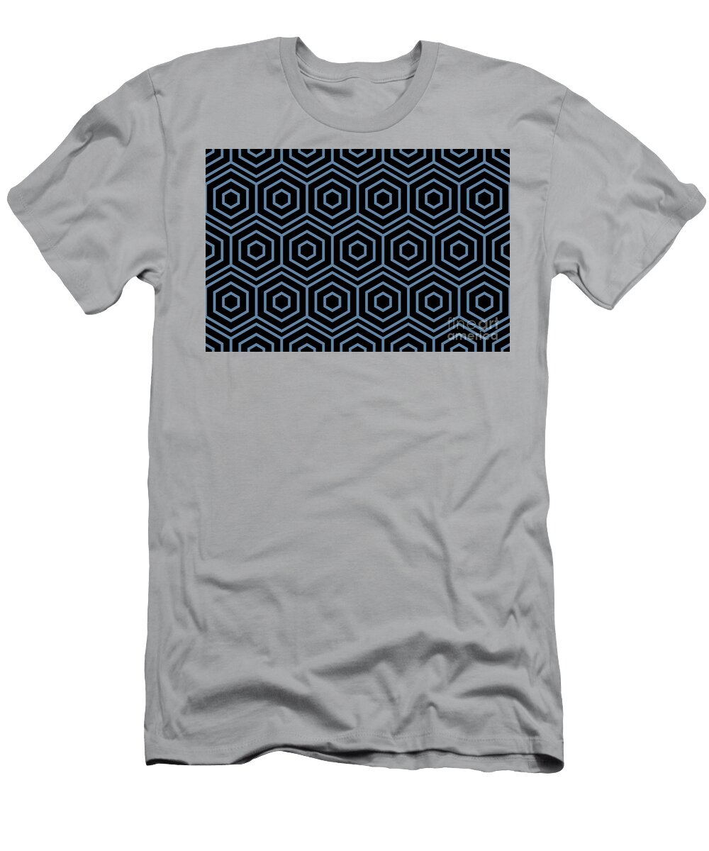 Blue and Black Geometric Line Shape Pattern Petite Pattern Minimal Graphic Designs T-Shirt