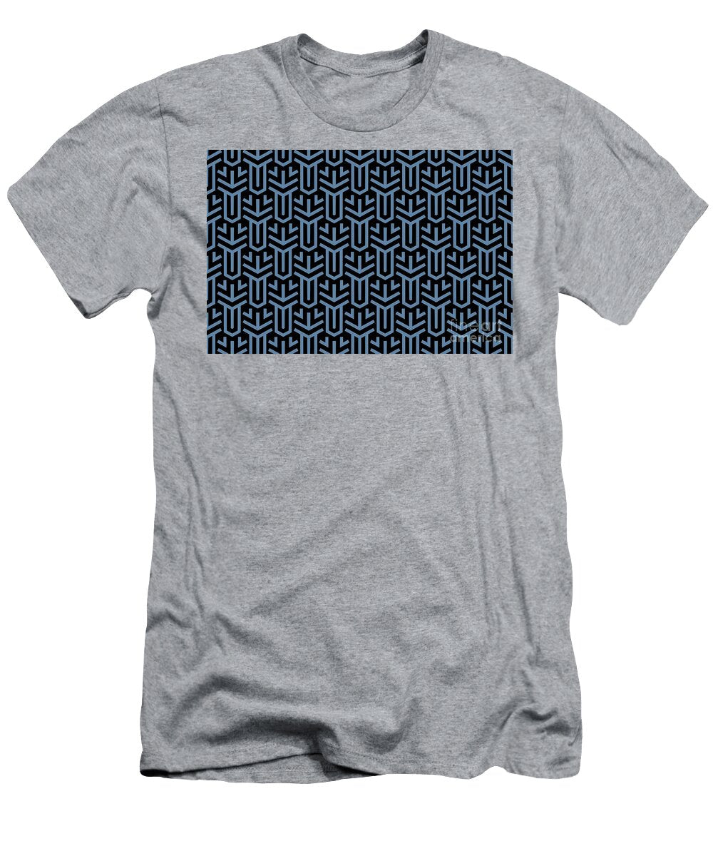Blue and Black Geometric Shape Tile Pattern Petite Pattern Minimal Graphic Designs T-Shirt