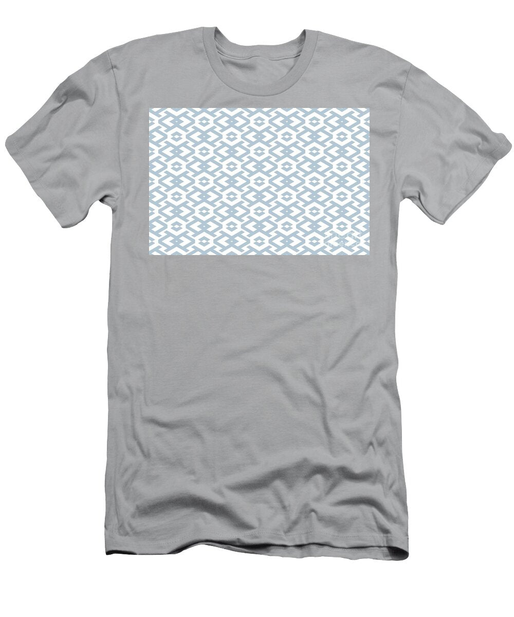 Blue and White Art Deco Geometric Shape Pattern Petite Pattern Minimal Graphic Designs T-Shirt