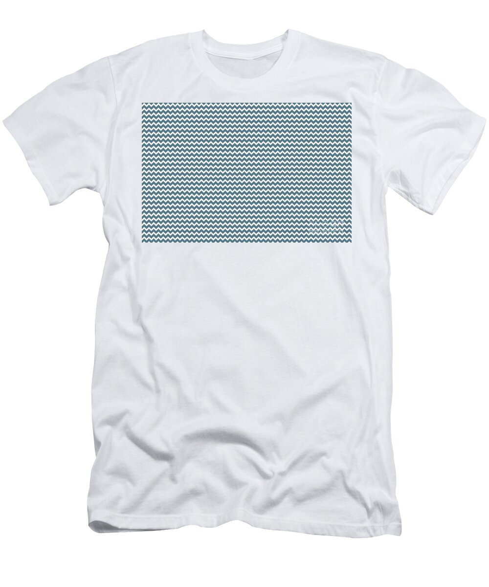 Blue and White Chevron Zig Zag Line Pattern Petite Pattern Minimal Graphic Designs T-Shirt