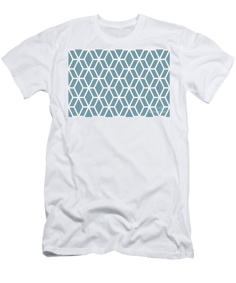 Blue and White Tessellation Line Pattern 16 Pairs De 2022 Popular Color Smoky Blue Det570 Petite Pattern Minimal Graphic Designs T-Shirt