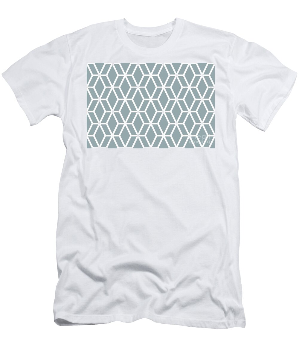 Blue and White Tessellation Line Pattern 16 Petite Pattern Minimal Graphic Designs T-Shirt
