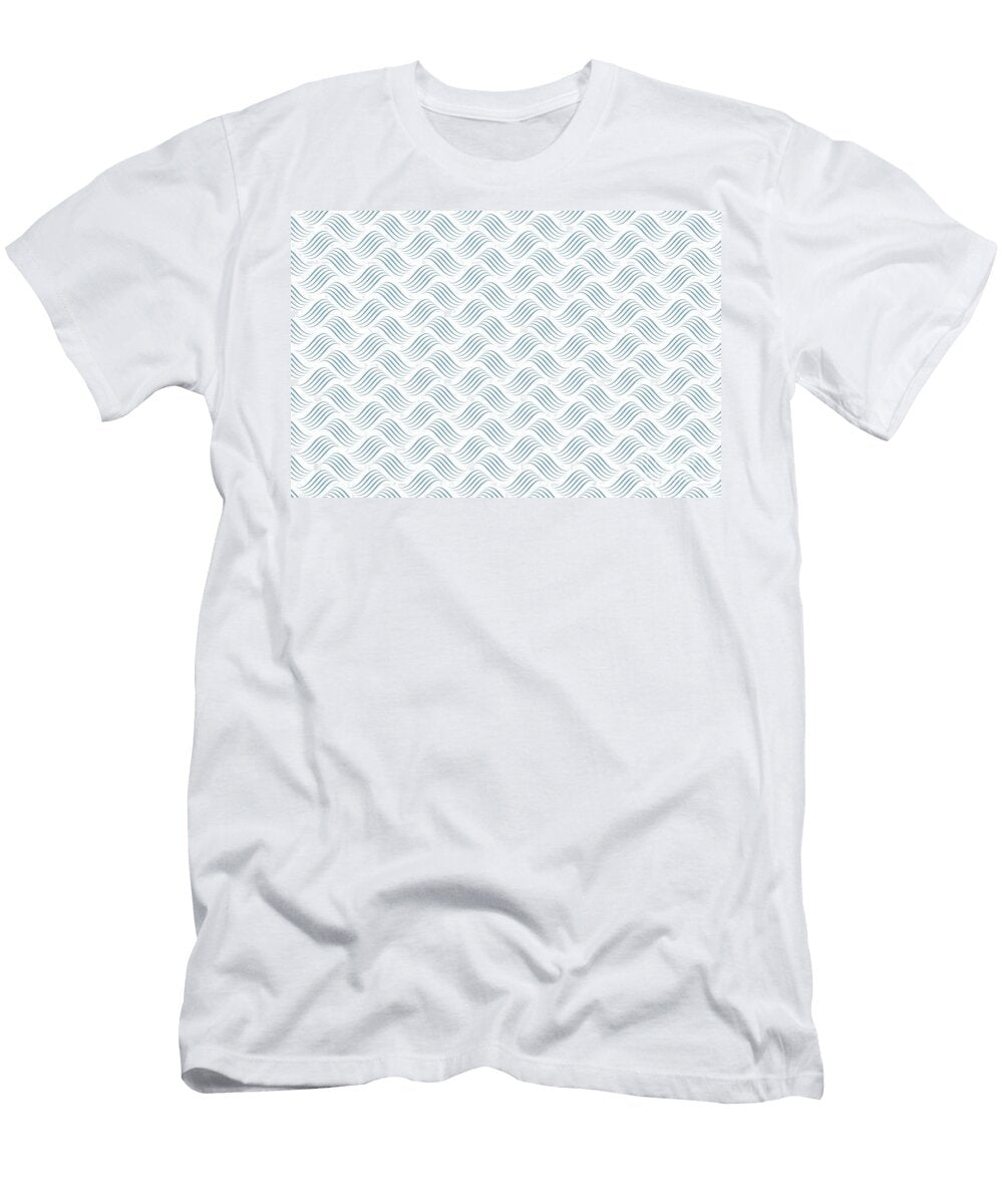 Blue and White Wavy Tessellation Line Pattern Pairs Dulux 2022 Popular Colour Sky View Petite Pattern Minimal Graphic Designs T-Shirt