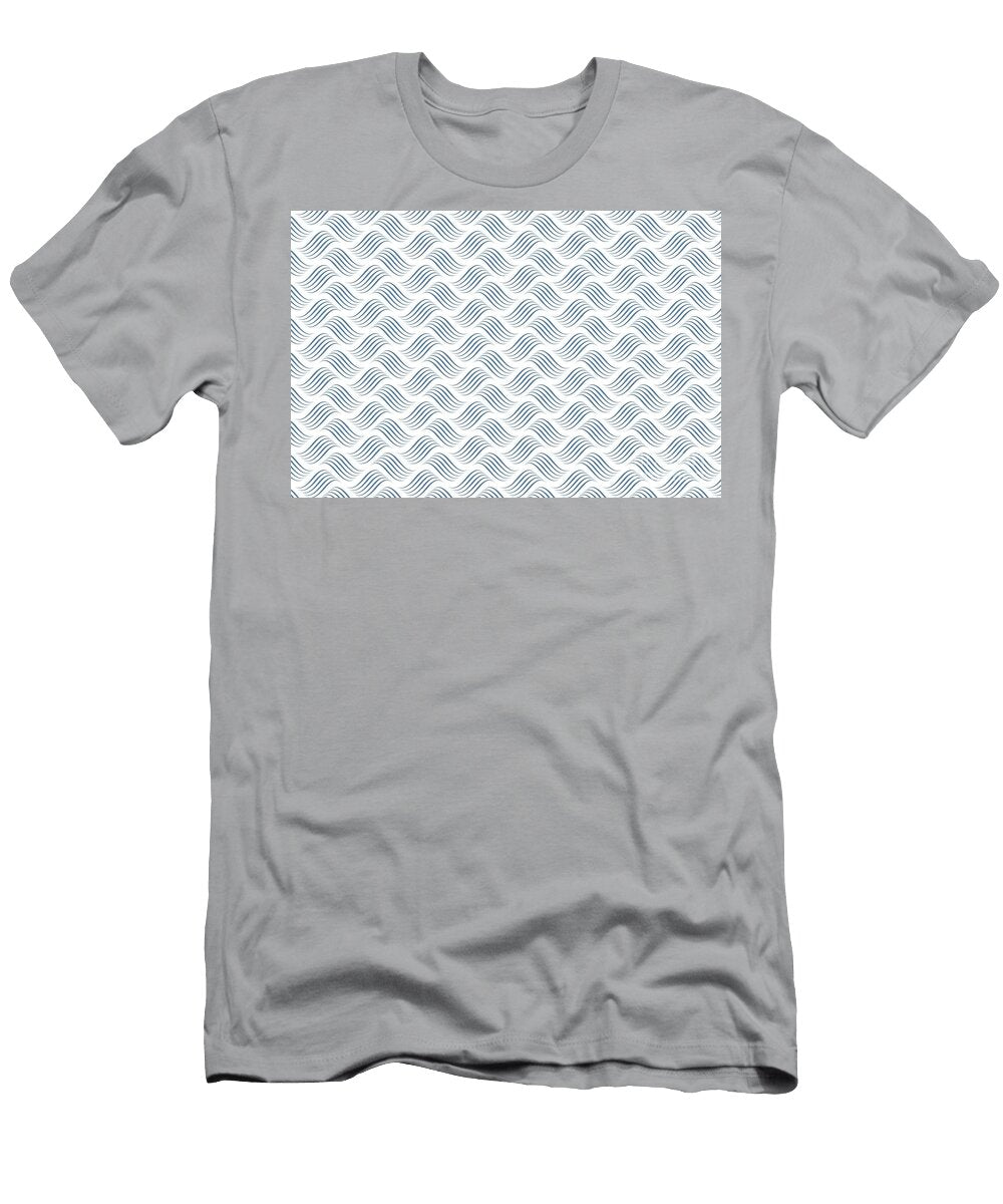 Blue and White Wavy Tessellation Line Pattern Petite Pattern Minimal Graphic Designs T-Shirt