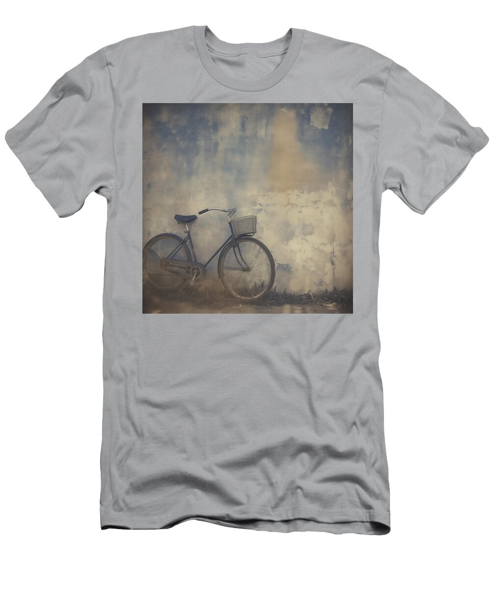 Blue Bicycle Leaning Against a Blue Stucco Wall Yo Pedro T-Shirt