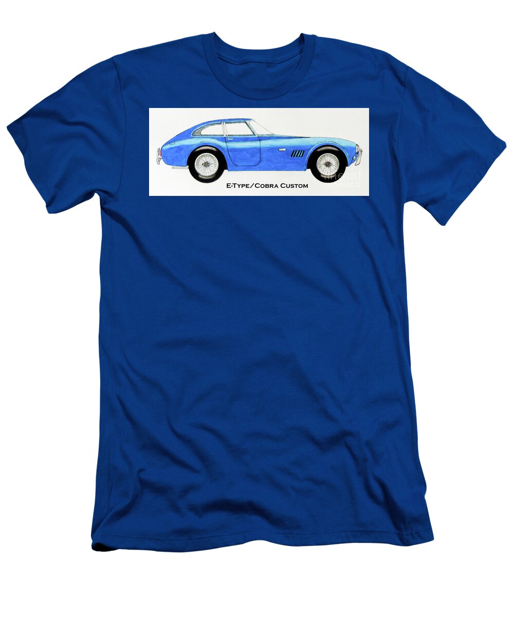Blue Classic Car Side Profile Stephen Brooks T-Shirt