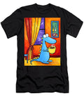 Blue Dinosaur Enjoying Coffee Olfactoart Studio T-Shirt