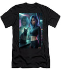 Blue Haired Woman with Cat Reflection Matthias Hauser T-Shirt
