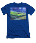 Blue Pond Yellow Reflections Abstract Watercolor Irina Sztukowski T-Shirt
