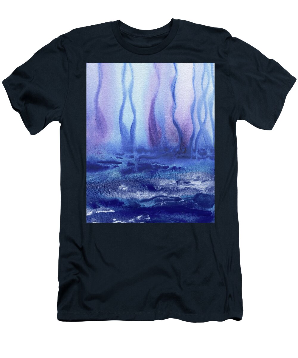 Blue Sea Bottom Peaceful Abstract Watercolor Irina Sztukowski T-Shirt
